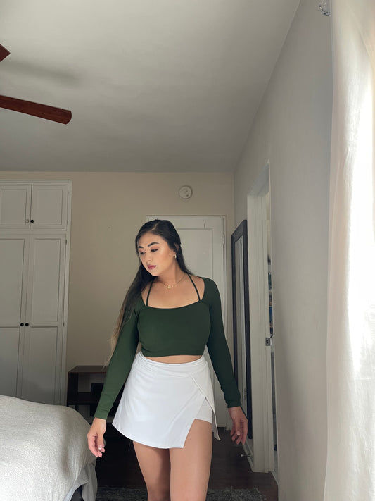 Evelina Chiang x Sirious Long Sleeve Crop Top - Pine Green