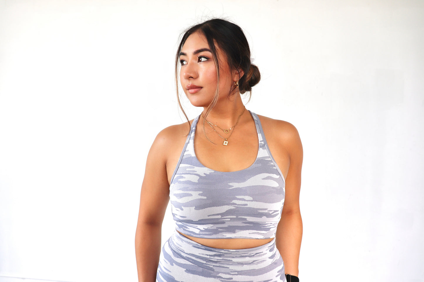 Keyhole Seamless Camo Sports Bra - Seamount