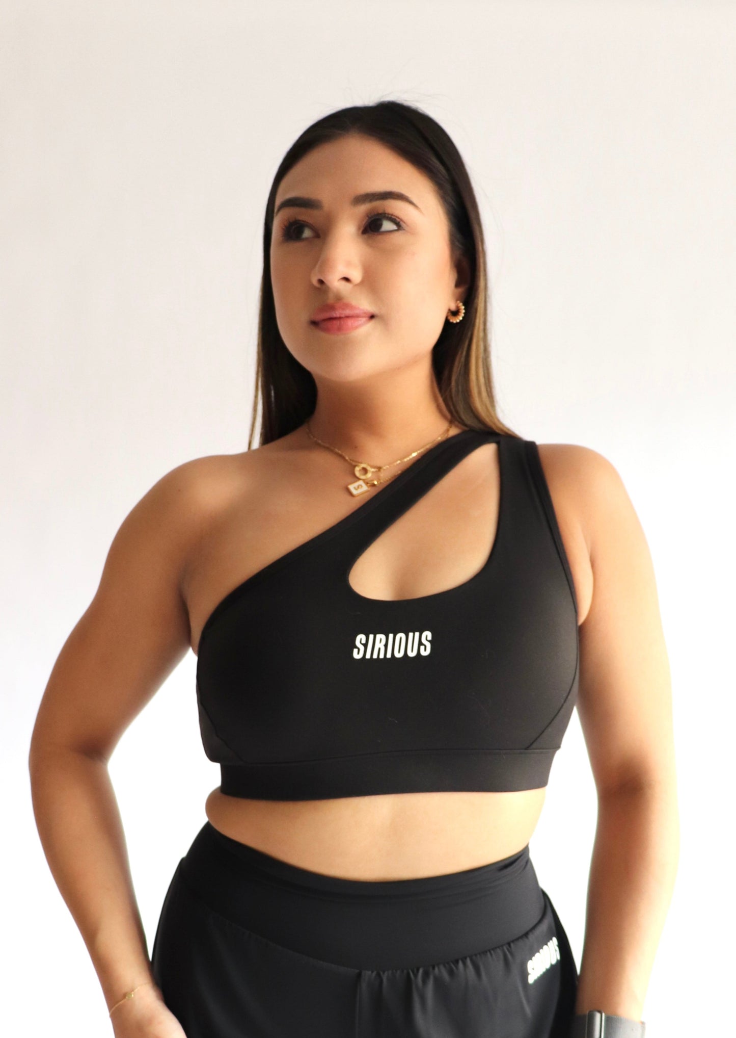 Marathoner Asymmetrical Sports Bra - Black