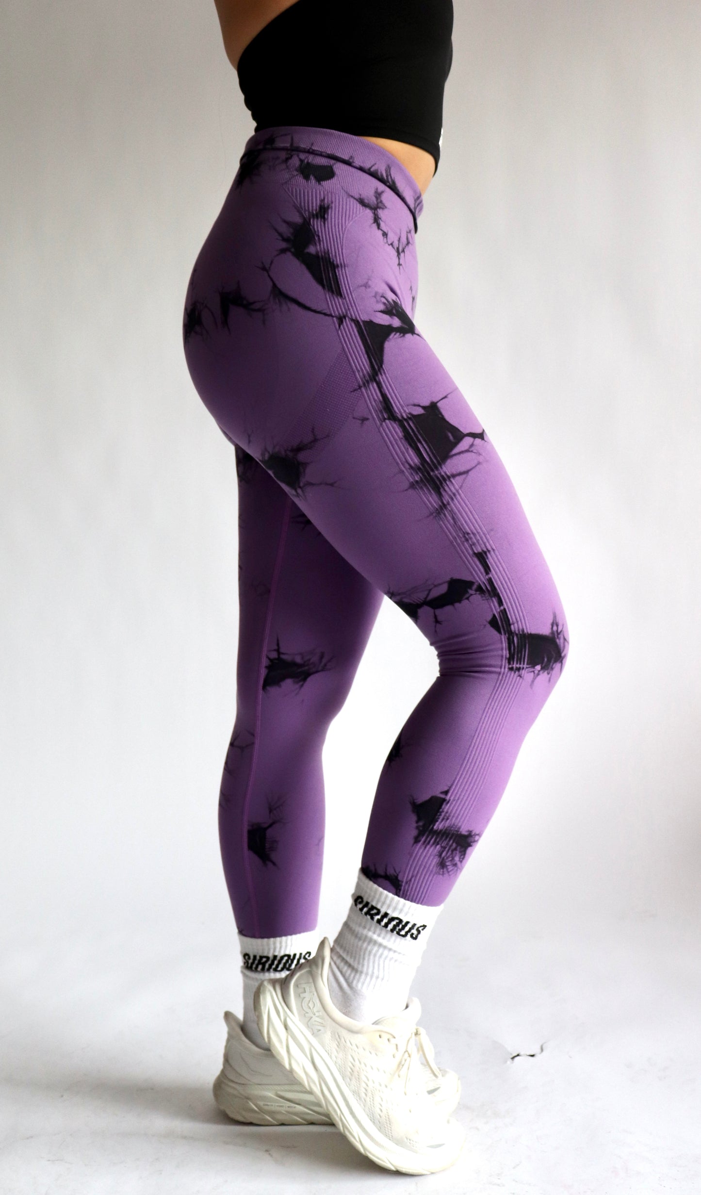 Inked Seamless Contour Leggings (Black Inked) - Purple