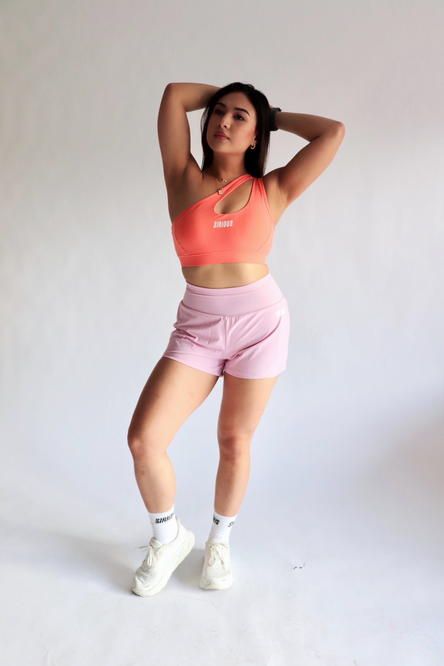 Marathoner Asymmetrical Sports Bra - Coral Peach