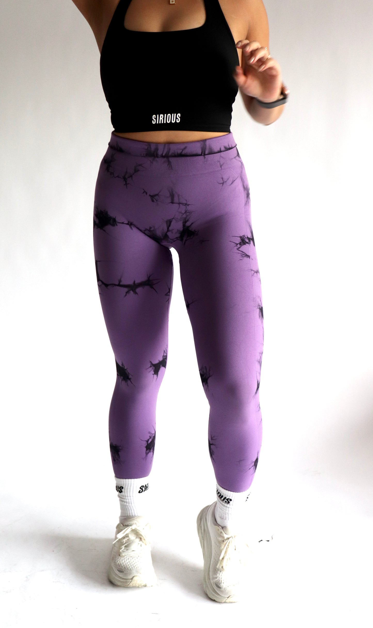 Inked Seamless Contour Leggings (Black Inked) - Purple