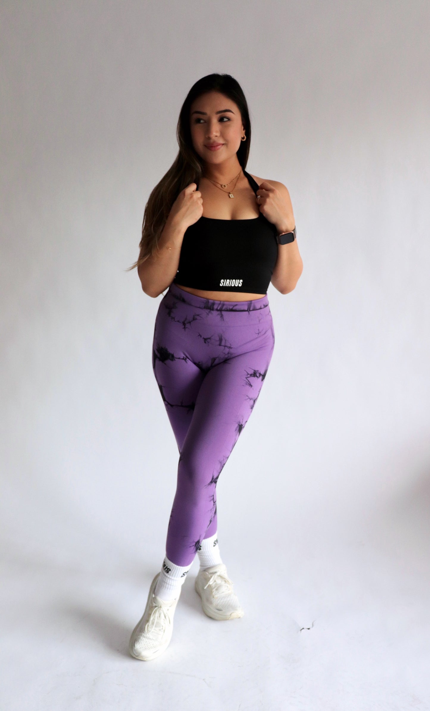 Inked Seamless Contour Leggings (Black Inked) - Purple