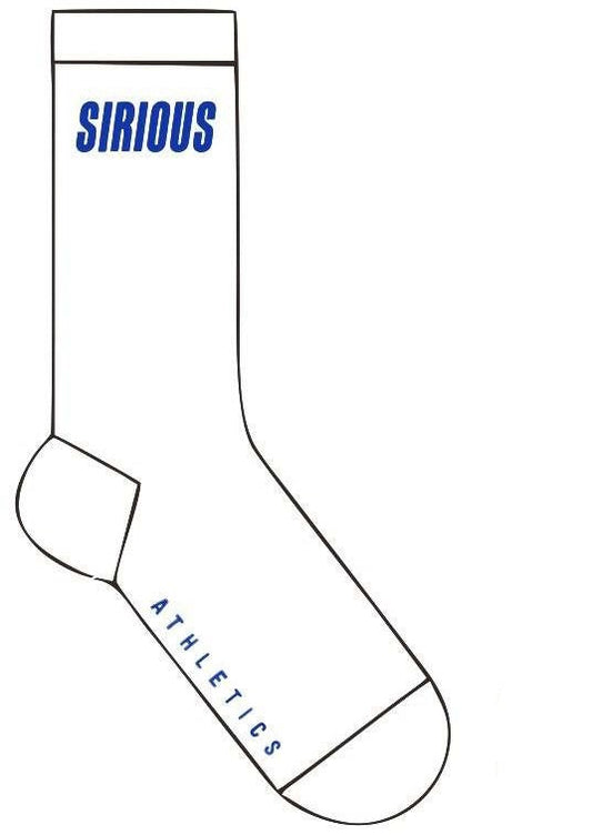 White Crew Socks - Royal Blue Logo