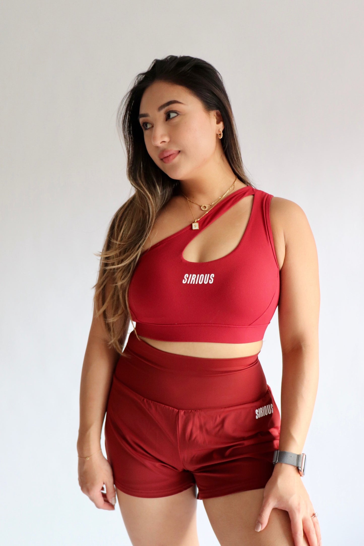 Marathoner Asymmetrical Sports Bra - Carmine Red