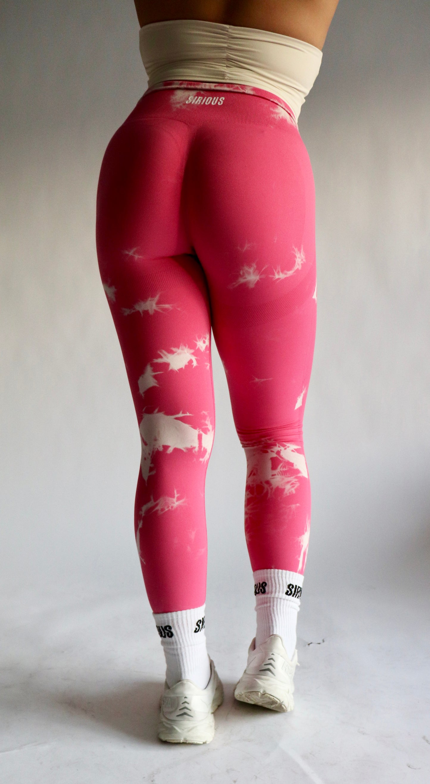 Inked Seamless Contour Leggings (White Inked) - Pink