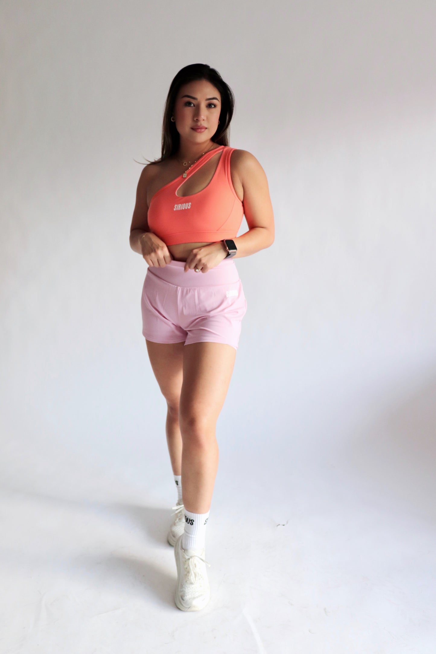 Marathoner Asymmetrical Sports Bra - Coral Peach