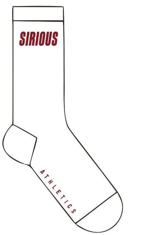 White Crew Socks - Dark Red Logo