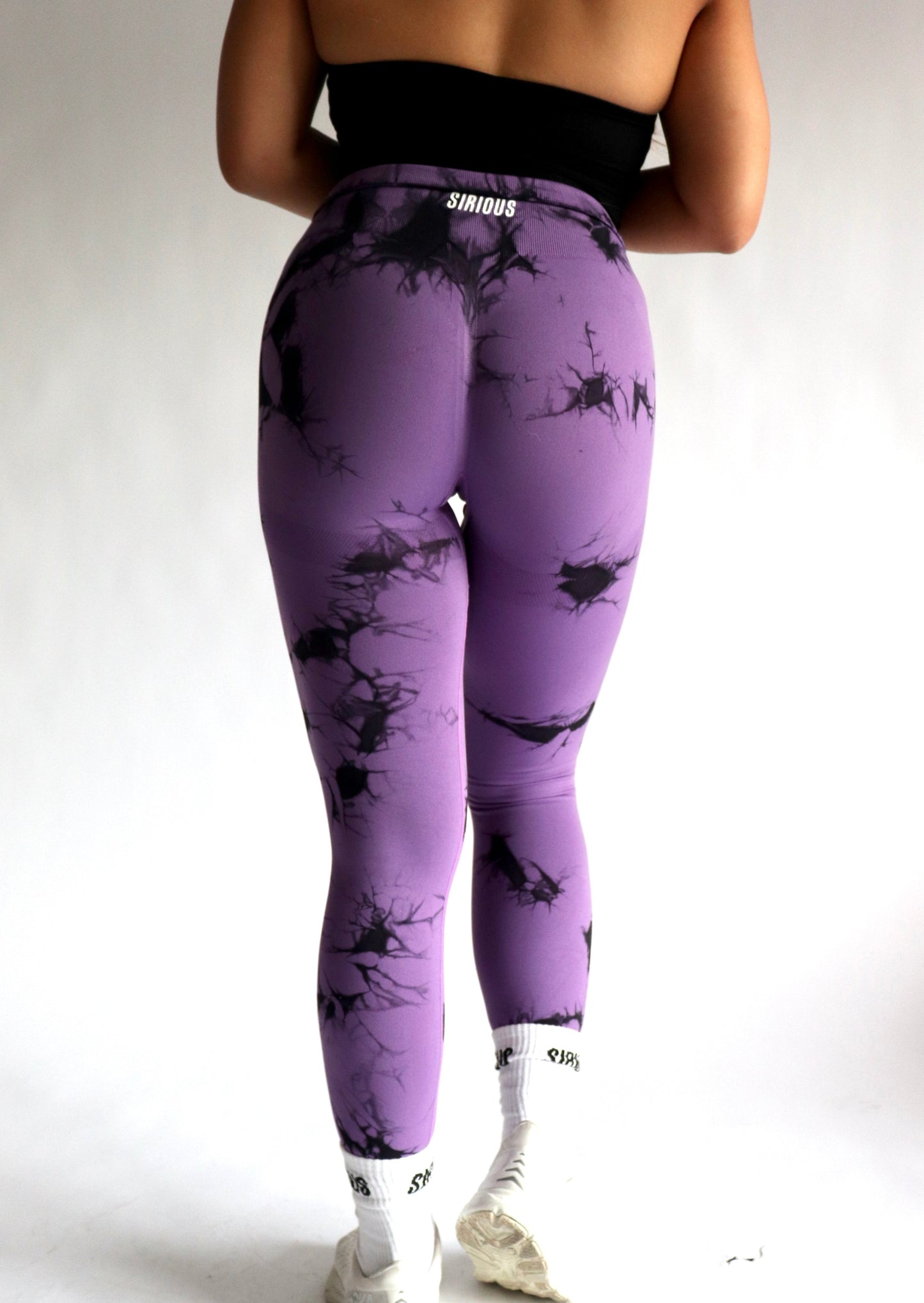 Inked Seamless Contour Leggings (Black Inked) - Purple