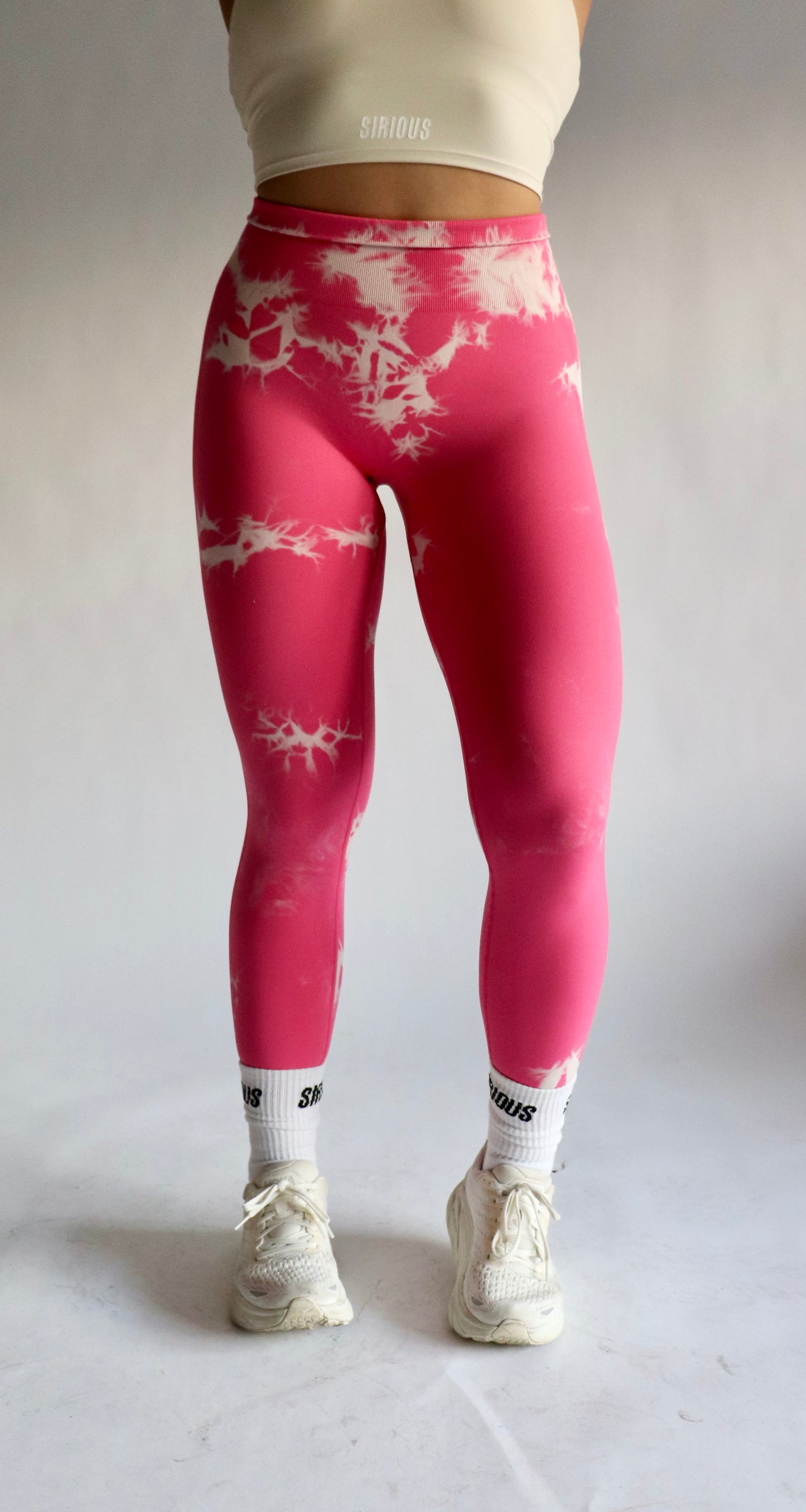 Inked Seamless Contour Leggings (White Inked) - Pink