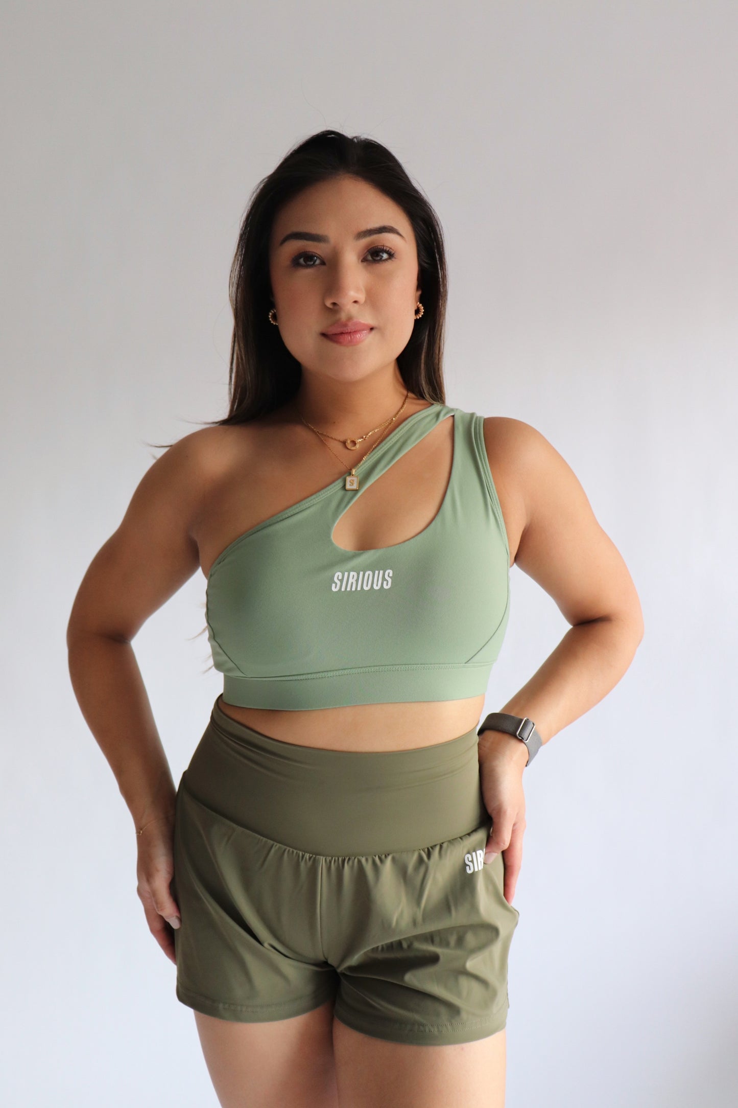 Marathoner Asymmetrical Sports Bra - Pistachio Green