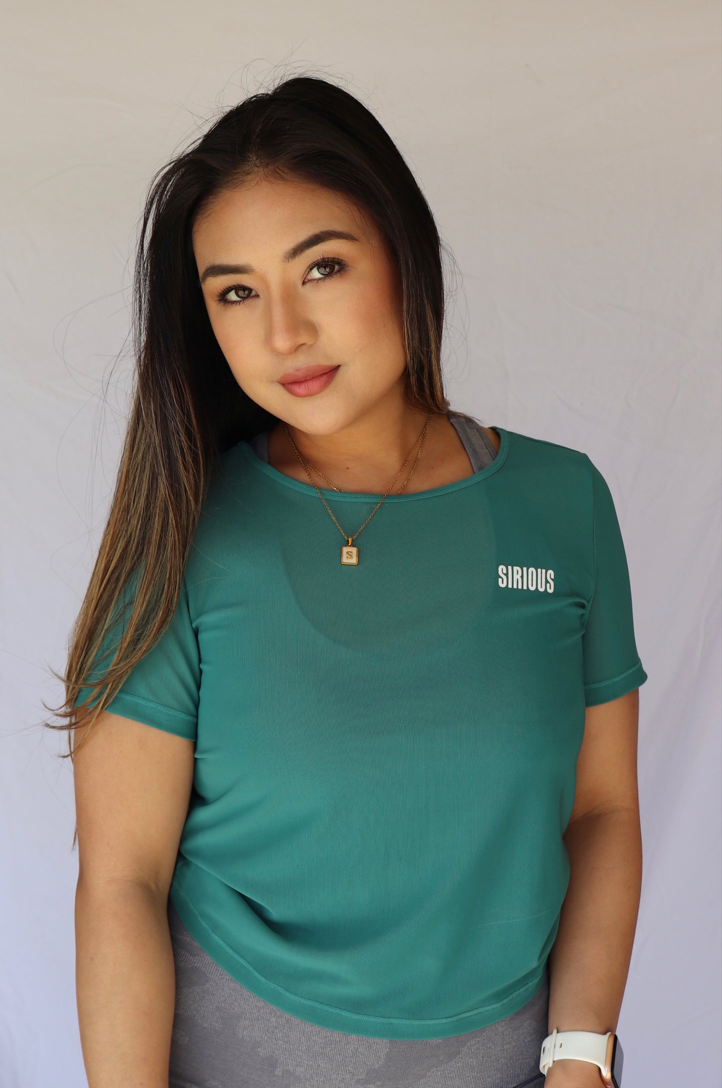 Short Sleeve Mesh Twist Back Top - Green