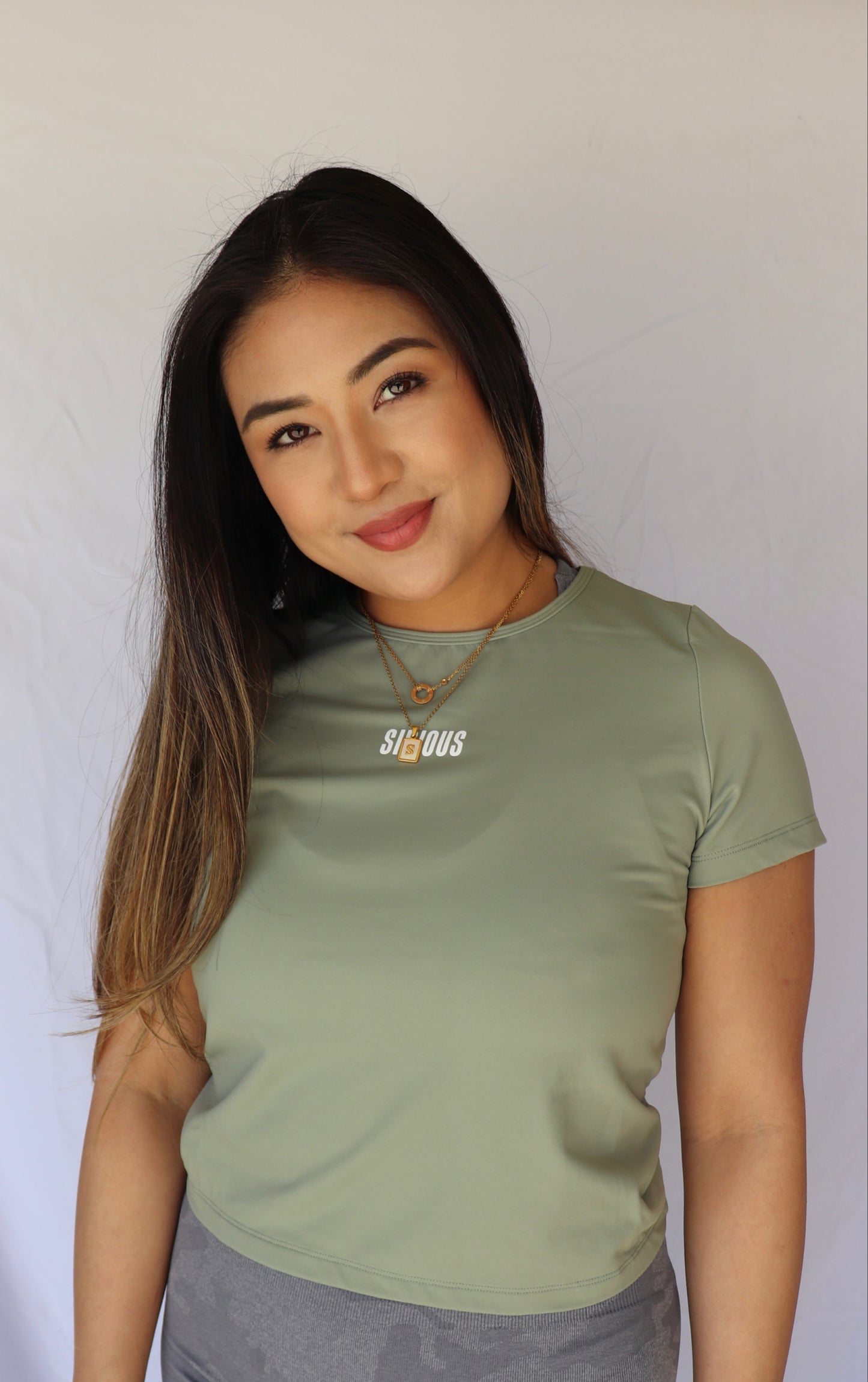 Half Moon Cinch Back T-Shirt (Buttery Soft Fabric) - Jade Green