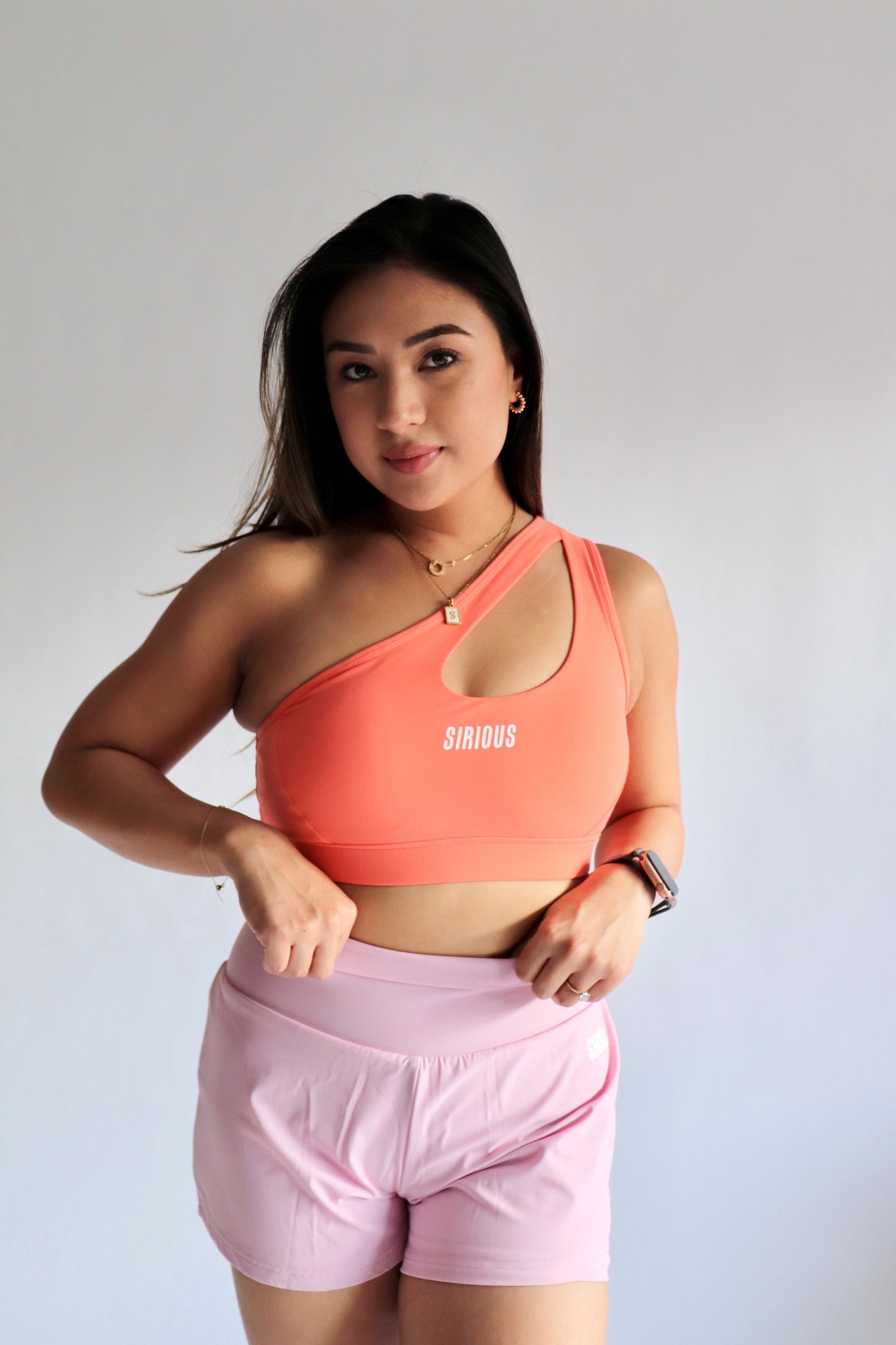 Marathoner Asymmetrical Sports Bra - Coral Peach